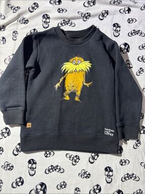 tentree Black Kids Sweatshirt with Yellow Lorax Graphic